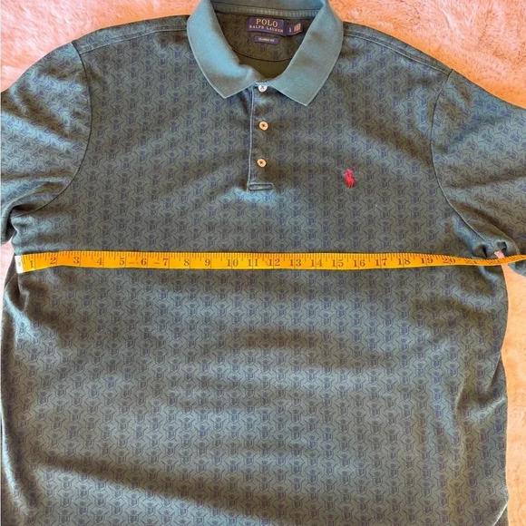 Polo Ralph Lauren Mens Polo Green Crest all over print size Large classic fit - Picture 3 of 7